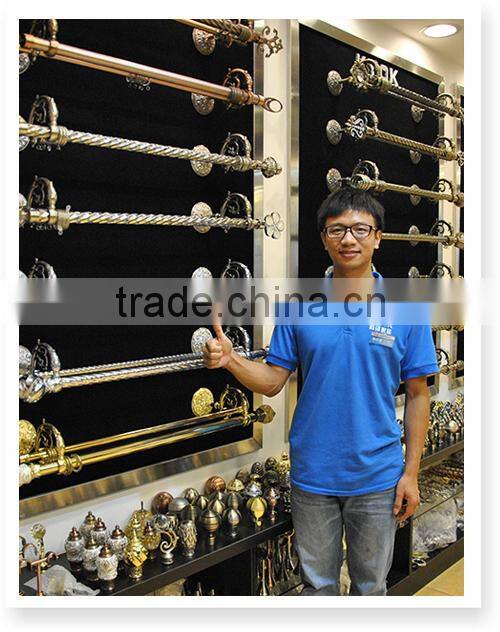 Experienced curtain rod supplier KYOK factory, good price wholesale curtain rod accessory, coffee resin finial aluminum bracket