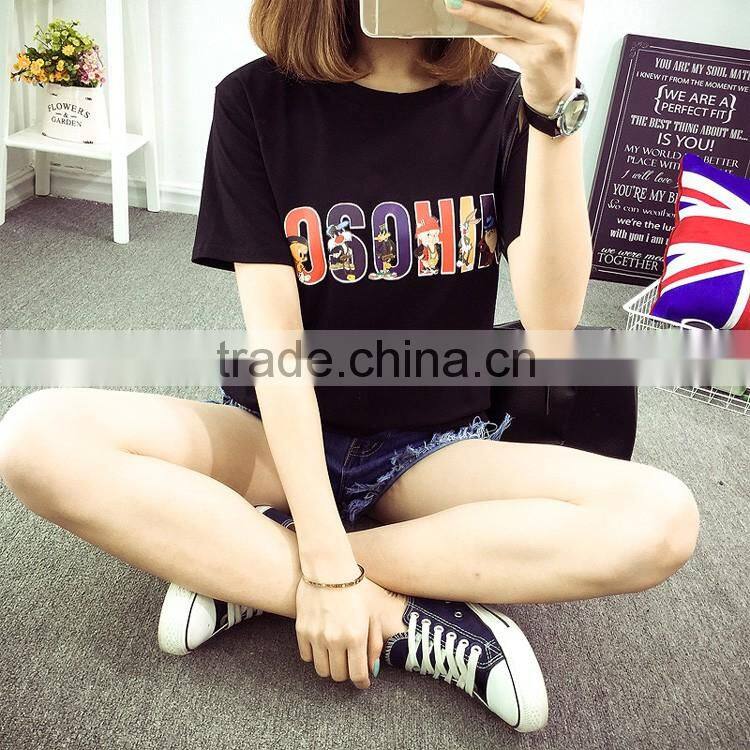 Korean cartoon letter picture short sleeve T-shirt