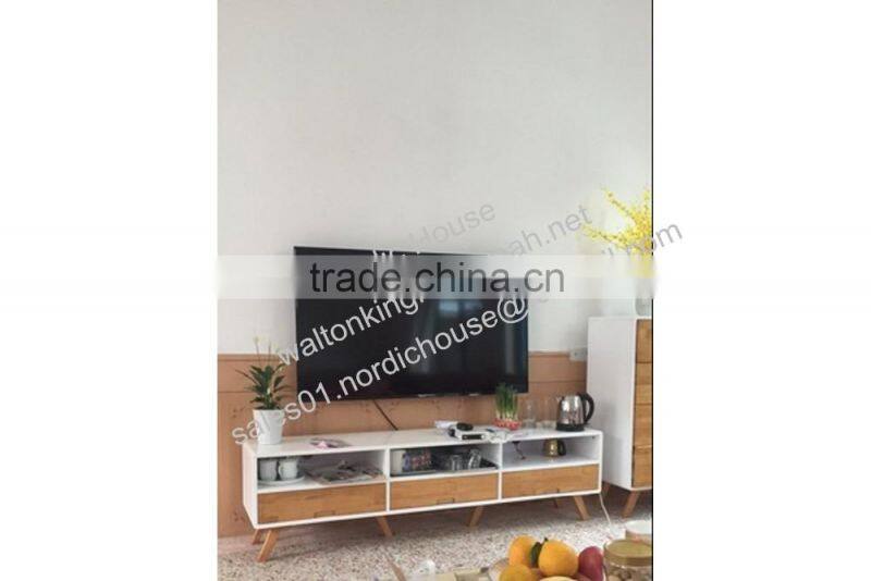 Best sell!! Scandinavian style, white paint carcass, oak drawer front, Swedish design TV stand