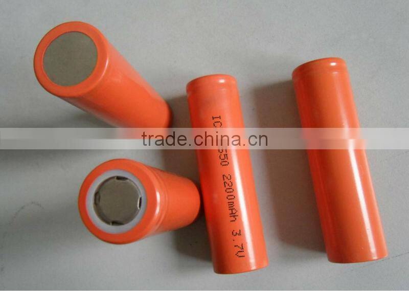 Lithium Ion 18650 3.7V 2200mAh cylindrical rechargeable batteries