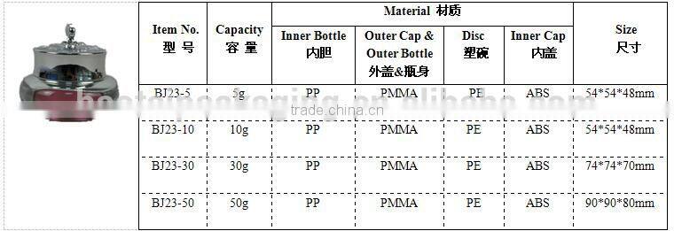 2013 Fashion 50G Empty and Cheap Cosmetic Packaging/Unique Double Wall Jar