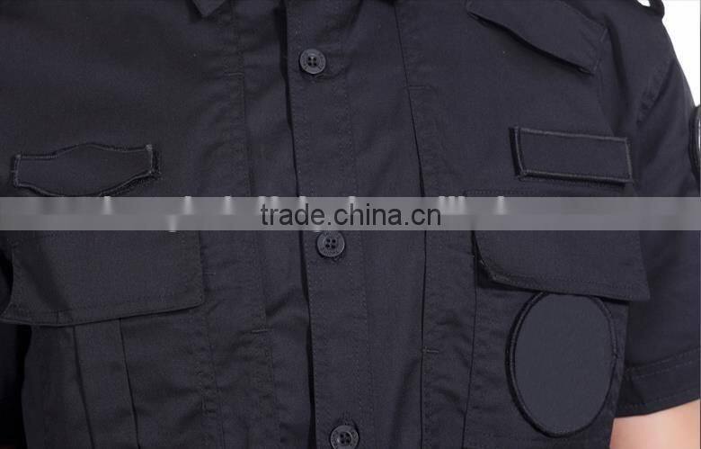 custom short / long sleeve black wearproof security guards uniform