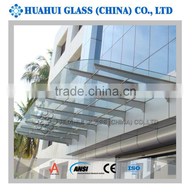 canopy glazing laminated safety clear glass with CE ISO9001 ANSI certificated