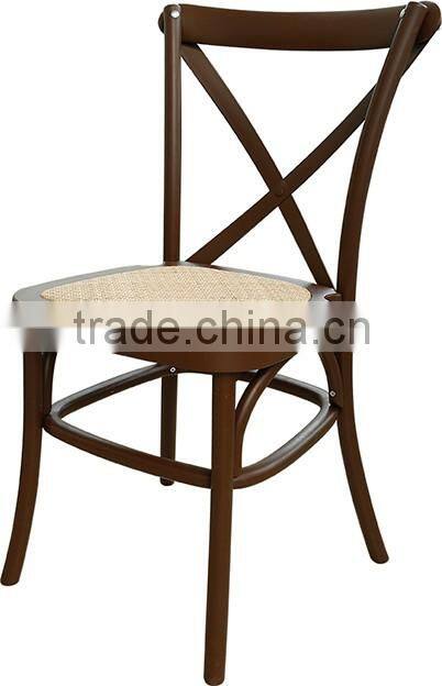 Stackable Factory Direct Resin Cross Back Chair with Metal Core Piping Resin Restaurant Dining Chair