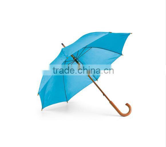 23 INCH 8 RIB manual promotion umbrella Quality Wooden blue color Umbrella with Wood Shaft Wood Handle