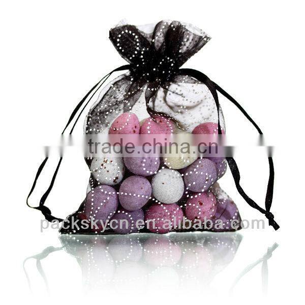 unique green organza candy bag with ribbon