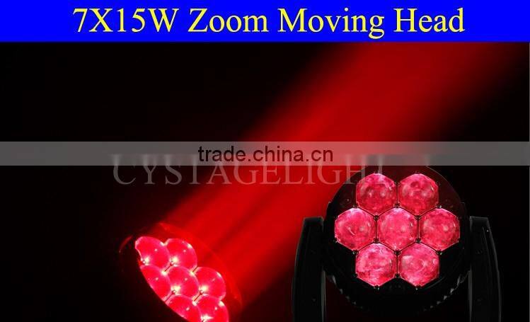 stage light 7pcs 15w RGBW Zoom LED Moving Head Light for stage decoration