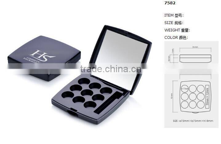 Hot Sale 9 Color Black Eyeshadow Palette Packaging With Mirror