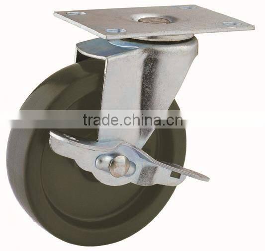 13 Double Ball Raceway Top Plate Swivel Black PP Caster with Side Brake