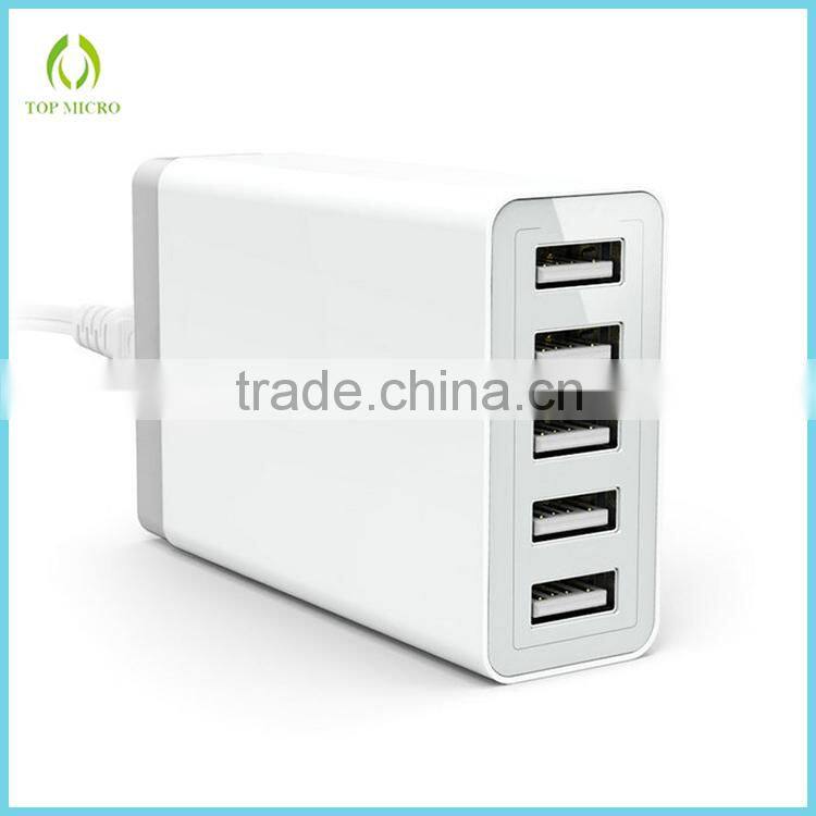 2016 Wholesales with 1.6M Power Cable 6A/8A Multiple 5-Port USB Travel Wall Charger