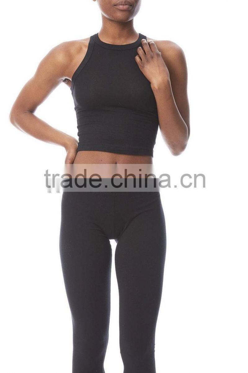 2016 Custom Top Knit Tank Racerback Cropped Black Blue Top