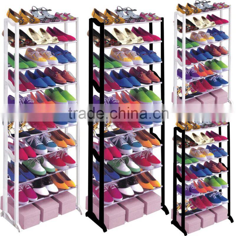 hot selling white color 10 tiers folding shoe rack