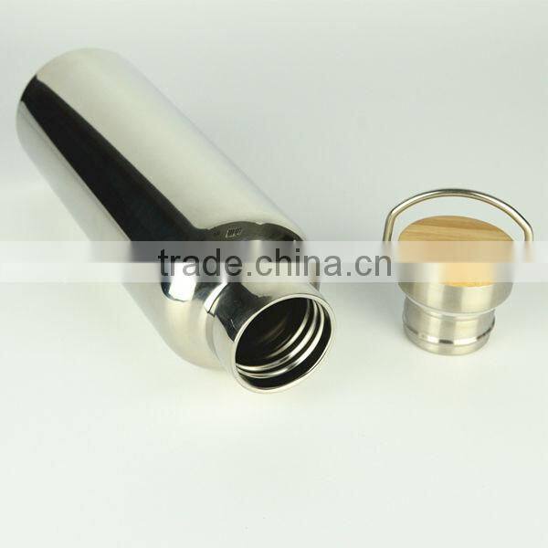 Portable single wall stainless steel sports bottle with wide mouth