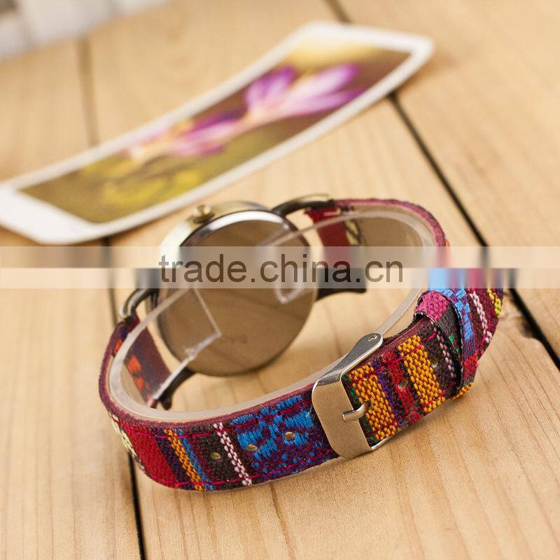 New Handmade Dial Denim Strap Wrist Watch