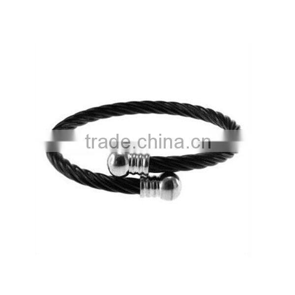 High quality stainless steel cuff bracelet blank cable cuff bracelet twisted cable cuff bracelet with gold cross charms LB8392