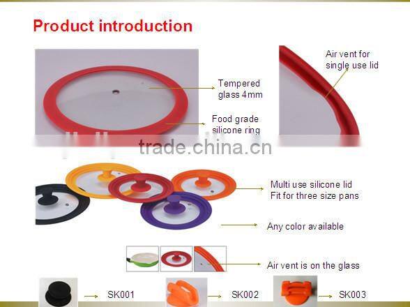 Glass pot lid with silicone edge