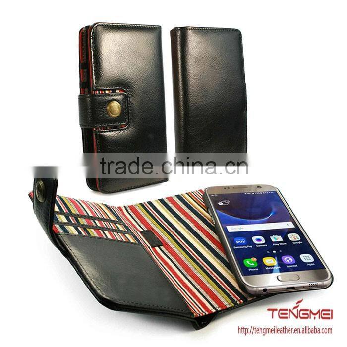 vintage leather wallet magnetic case for samsung s7 edge