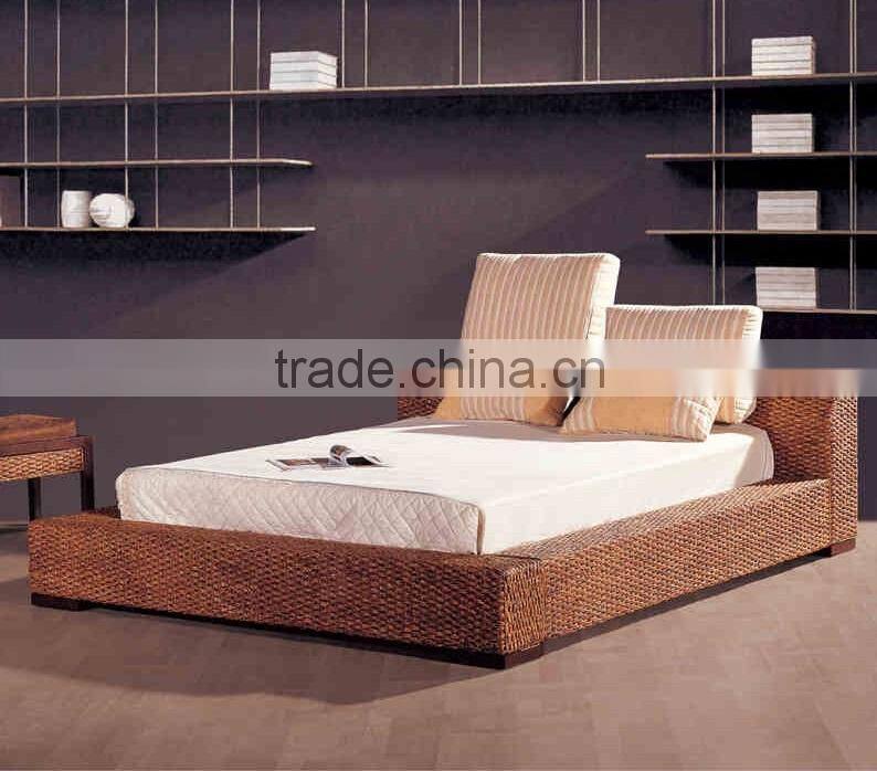 Wicker seagrass rattan water hyacinth bedroom set furniture