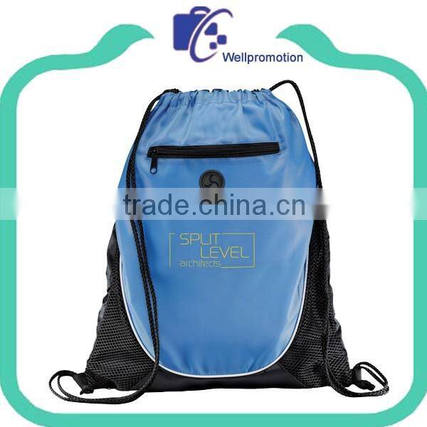 Wholesale polyester sports drawstring bags backpack with logo