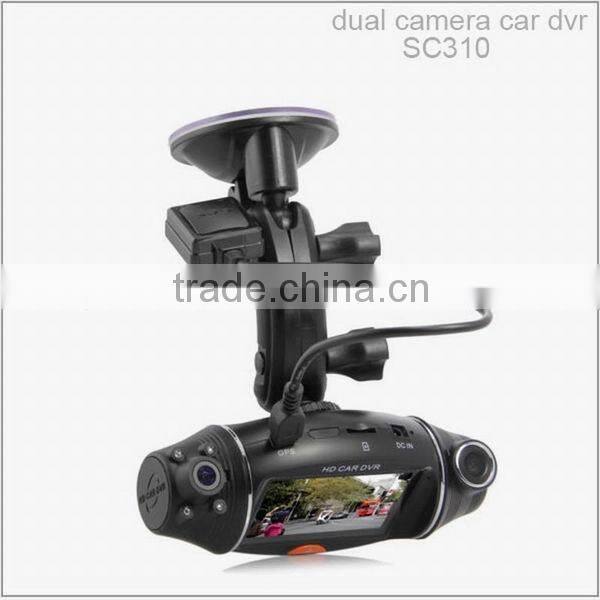 4 infrared LEDs 2.7 inch LCD display 120/140 degree wide angle high resolution car dvr gps dual camera