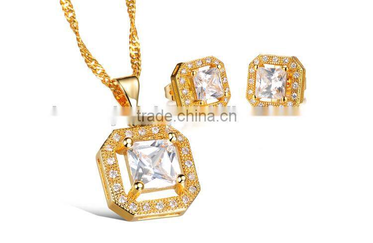 KSTONE fashion gold plated big diamond zircon copper stud earrings