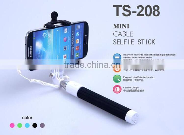 2015 Wholesale bluetooth monopod selfie stick wireless selfie stick with mirror