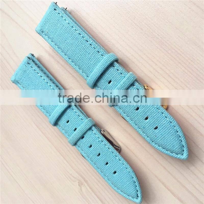 22mm Quick Release Canvas Leather Cuff Watch Band