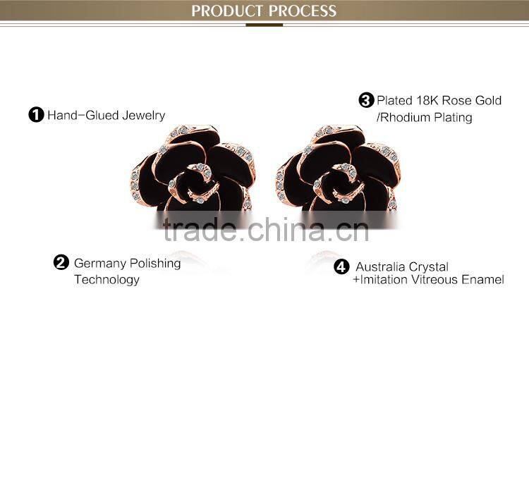 2015 OUXI cheap black crystal diamond earring made with AAA zircon 21090-2