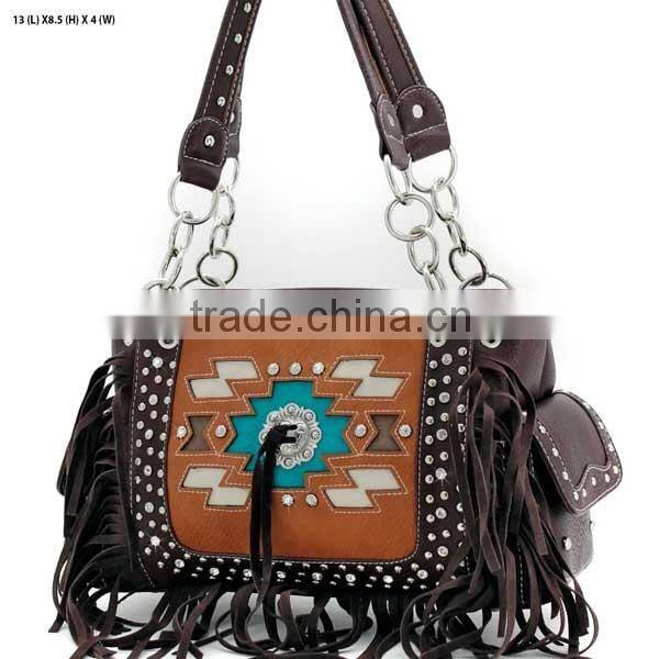 BLACK RHINESTONE CONCEALED CARRY WEAPON HANDBAG FAITH HOPE LOVE WESTERN PURSES WITH TASSEL