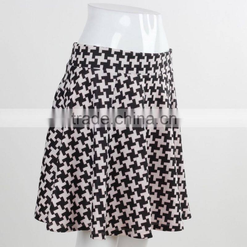 F5S43015 European Style Women Houndstooth Printed Flippy Skirts