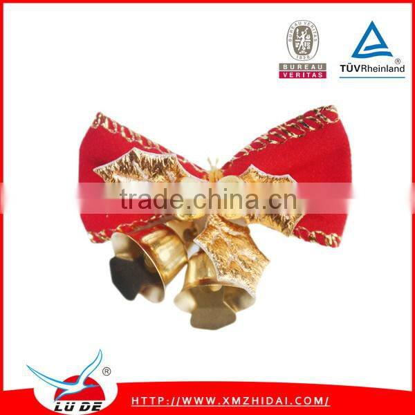 wholesale satin ribbon bow with bell for Christmas packing