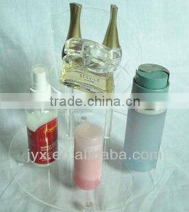Two Tiers Cosmetic display Round Shape plexiglass acrylic makeup cosmetic display stand