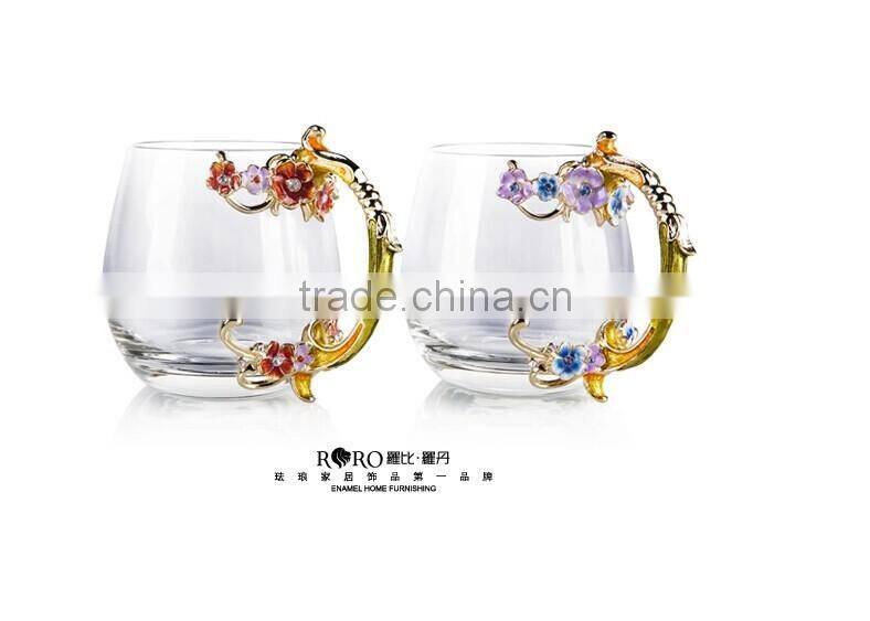 enamel gift pewter design flower model water glass gift