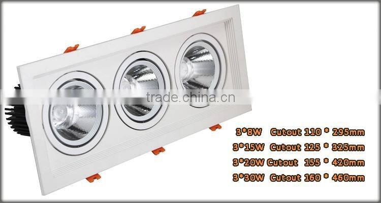5 inch square downlight dimmable with 15/24 degree rotable down light square for shop