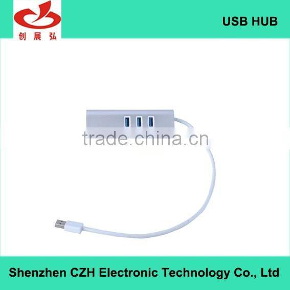 Auminum alloy 5 Gbps high speed usb 3.0 3 por hub with 1 RJ 45 Gigabit Ethernet Lan Adapter