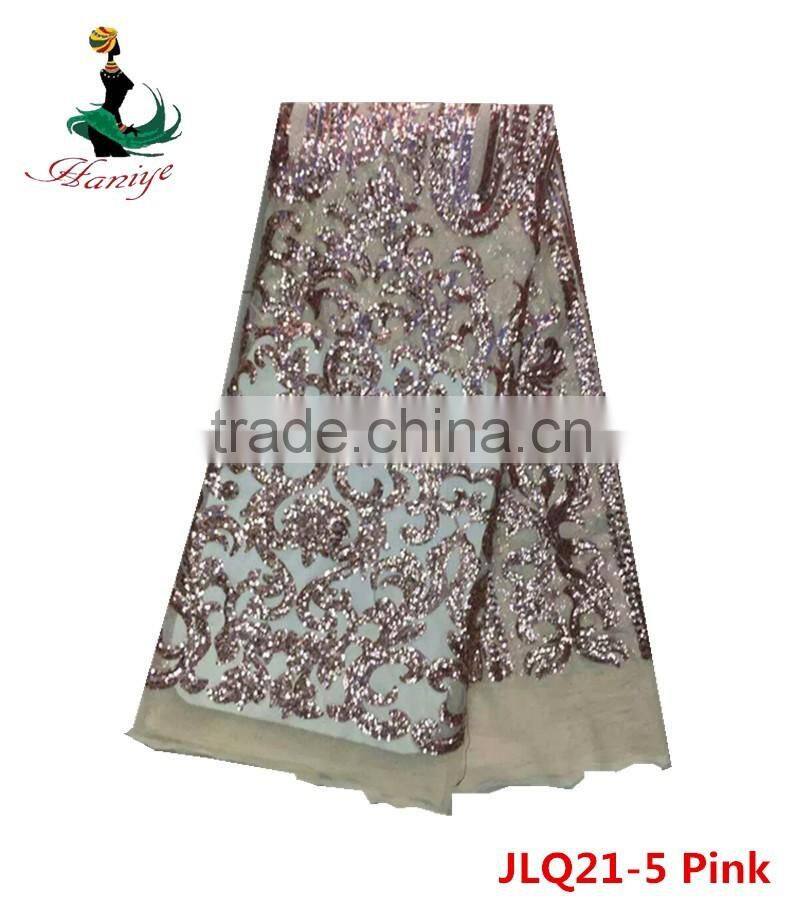 Haniye JLQ21-1/2016 Shining embroidery french tulle lace / laces fabric nigerian african style with sequins