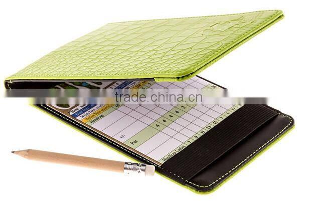 Custom fancy look nice design golf sports scoreboard holder real leather