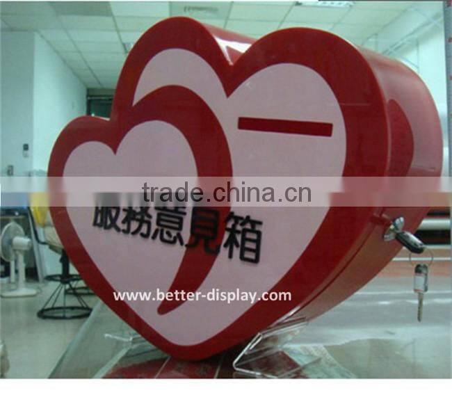 Large Charity Collection Box Acrylic Counter donation Box With Brochure Holder