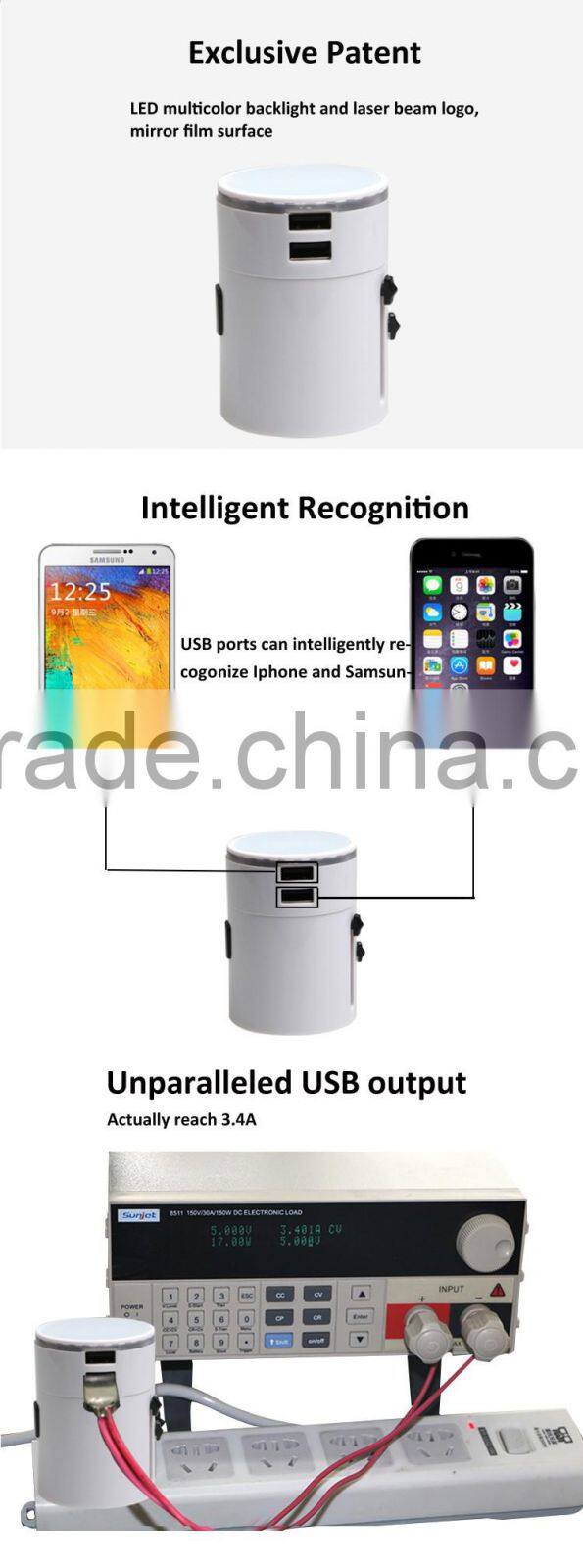 JS-W006 US Power Adapter plug for macbook Shucko Grounded Universal Adapter Plug Electrical plug