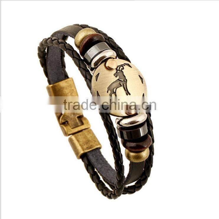 stainless steel leather wrap bracelet
