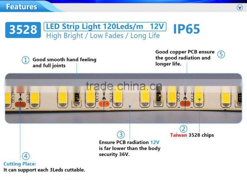 Warm White SMD Flexible LED strip 3528 120led/m LED-Licht-Band