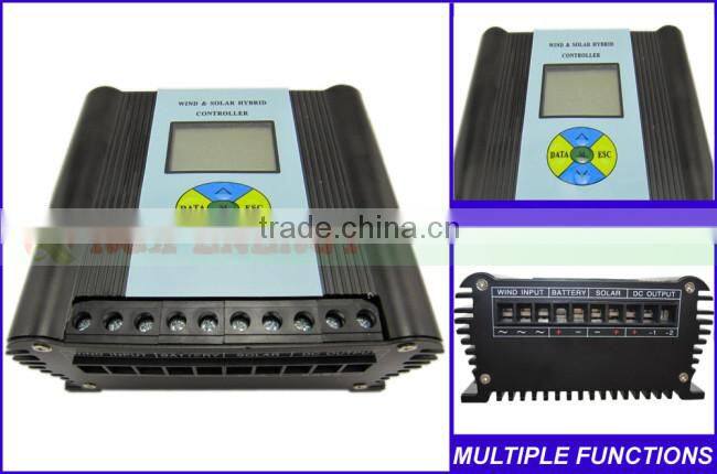 600w wind/solar hybrid controller 12v/24v charge controller with LCD display. Used for wind and solar power system.