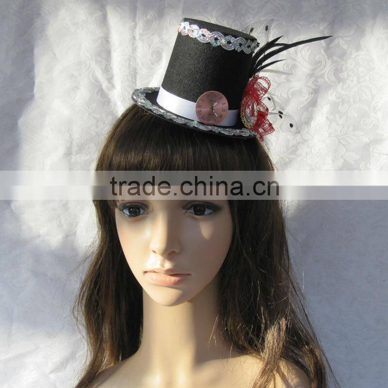 MYLOVE girls' flat black felt top hat MLGM008