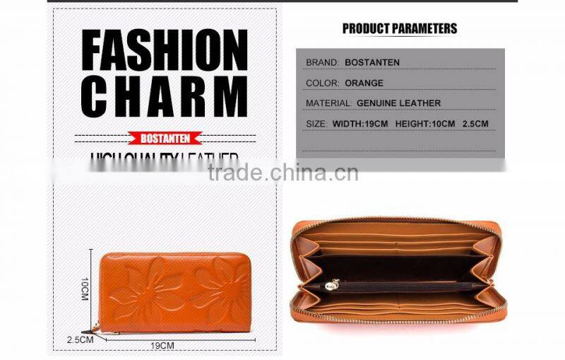 hand bag wallet women zipper genuine leather wallet with cell phone and coin pocket