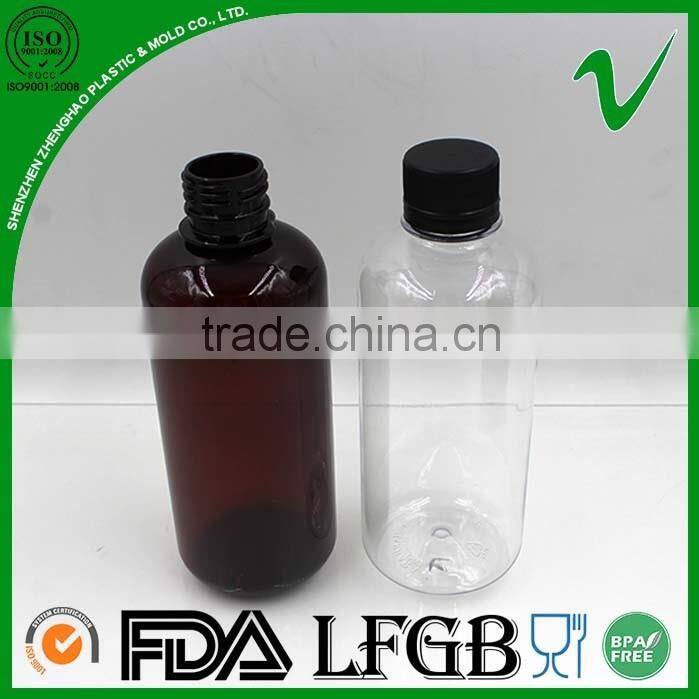 16oz PET boston round empty plastic beverage bottle with LOGO