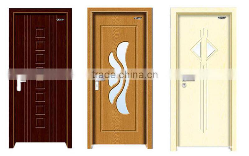 Modern house wood bathroom door with glass decoration