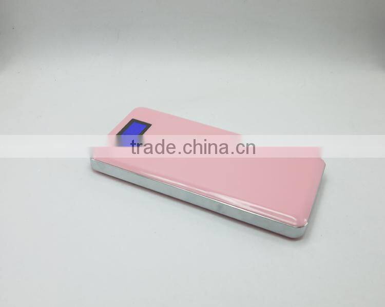 New electronic LCD screen ultra thin power bank 10000mah for iphone 6 plus