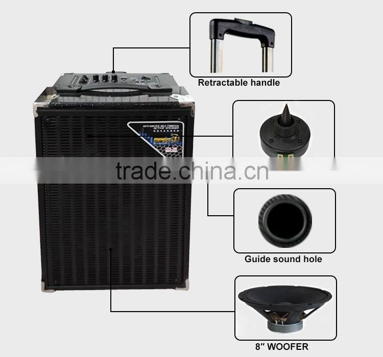 2.0 cheap price wooden speaker with rechargeable battery black color full iron grill powerful amplifier personal using speaker