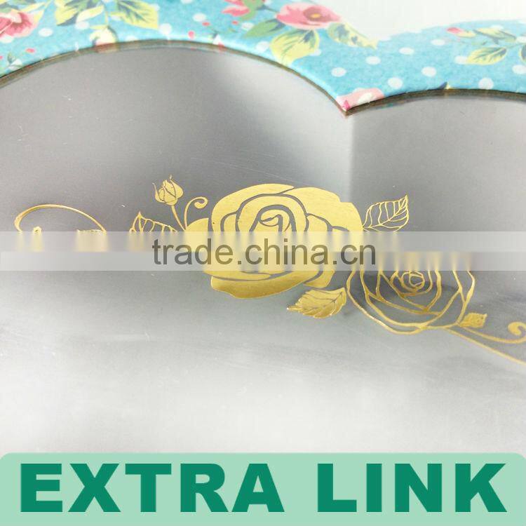 Heart Shaped Cardboard Paper Flower Golden Stamping PVC Window Candle Packing Box