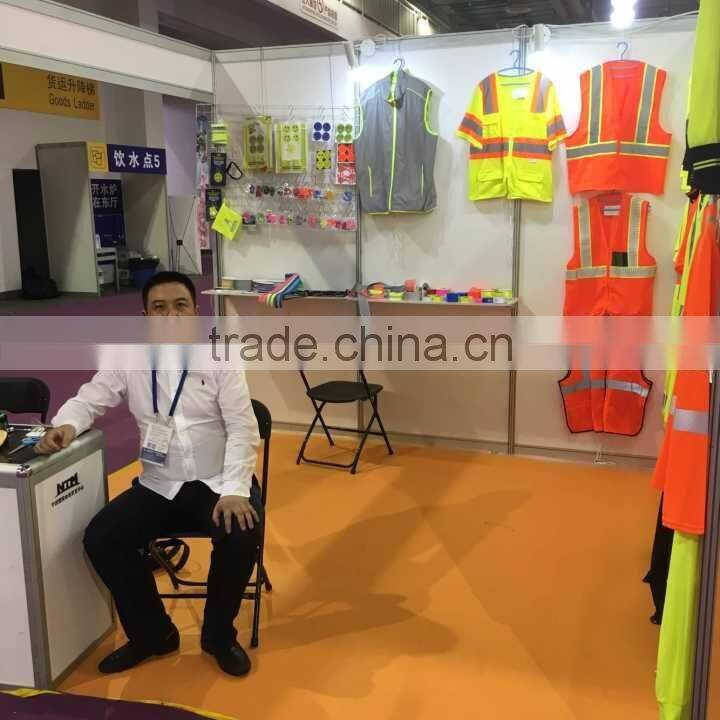 High quality visibility fluorescent polyester workwear reflective safety vest with many pockets